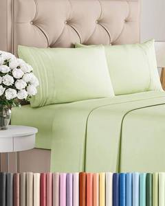 lot 11330 image: CGK Unlimited Queen Size 4 Piece Sheet Set Light Sage
