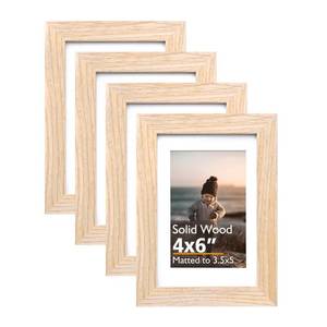lot 12021 image: KINLINK 4x6 Natural Wood Picture Frame 4-Pack