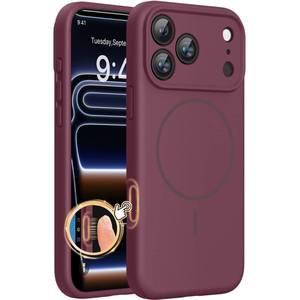 lot 12041 image: Miracase Liquid Silicone Case for iPhone 17 Pro Max, Wine Red