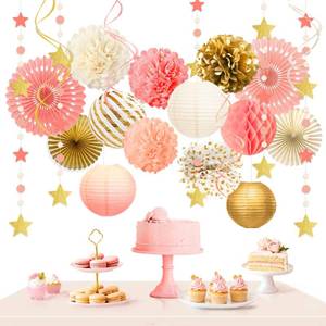 lot 12043 image: Aobkiat Pink Gold Party Decorations Kit, 19 Pieces