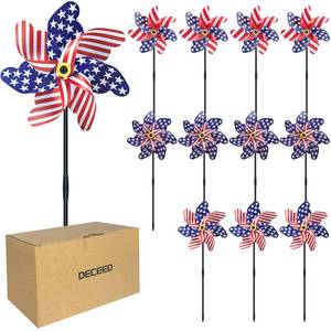 lot 19474 image: DECEED 12-Pack Patriotic Pinwheels 20.8H x 6.8W