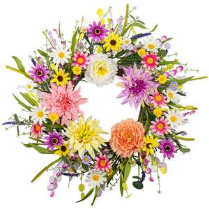 lot 19476 image: MagicWreath Artificial Spring Wreath 22 Inch