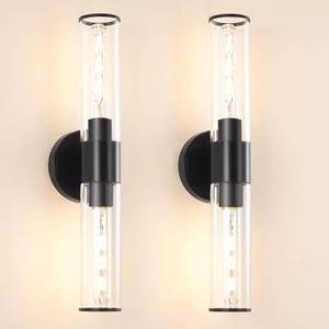 lot 19479 image: Daunton Matte Black Bathroom Wall Sconces Set of 2