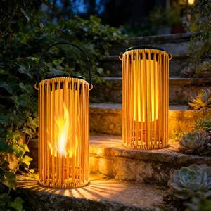 lot 19484 image: Amugmilk Solar Rattan Lantern Outdoor Waterproof
