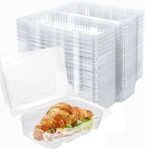 lot 19486 image: Maomoto 100 Pack Clear Hinged Food Containers 18.5x12x6.5cm