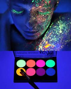 lot 20358 image: Felico UV Face Paint Kit, 8 Colors with Brushes