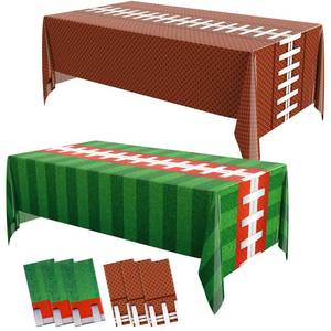 lot 4255 image: Oudain 6 Pcs Football Party Decorations Disposable Tablecloth 108 x 54 Inches Plastic Rectangle Table Covers Sport Themed Table Cloth for Football Rugby Day Birthday Party Supplies Favors