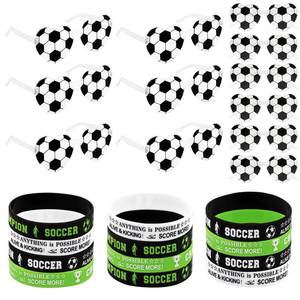 lot 4256 image: Srotmirw 24 Pcs Soccer Birthday Party Decorations Favors Sunglasses Silicone Wristbands Bracelets Bulk Soccer Goodie Bags Stuffers Team Gifts for Sport Team or Coach