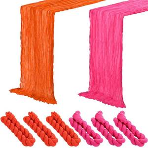 lot 5703 image: Windkream 6 Pcs Pink and Orange Cheesecloth Table Runner Boho Gauze Cheese Cloth Runner 118 Rustic Table Decor for Sunset Party Wedding Bridal Baby Shower Birthday Thanksgiving Home Arbor Decor