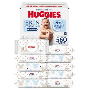 lot 5715 image: Huggies Skin Essentials Baby Wipes - 560ct -10pk Hypoallergenic, Paraben-Free, Alcohol-Free