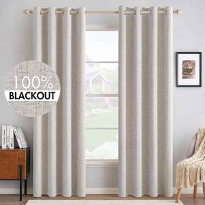 lot 5718 image: MIULEE 100% Blackout Linen Curtains for Bedroom 52x90 Inches Ivory
