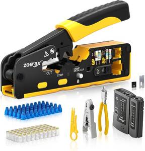 lot 5721 image: ZOERAX RJ45 Pass-Through Crimping Tool Kit for Cat7Cat6Cat5