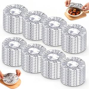 lot 5726 image: 90PCS Reusable Aluminum Foil Food Covers, Universal Fresh Keeping and Continuous Warmth Covers for Home Kitchen, Elastic Edges For Bowls & Plates