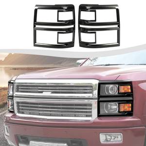 lot 5729 image: SQQP Front Headlight Bezels Headlight Cover fits for 2014-2015 Chevy Silverado,Headlight Lamp Guard Trim Protector Cover (Black)