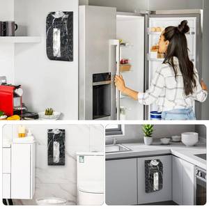 lot 5732 image: LEWONO Black Plastic Bag Holder, Wall Mounted Grocery Bag Dispenser