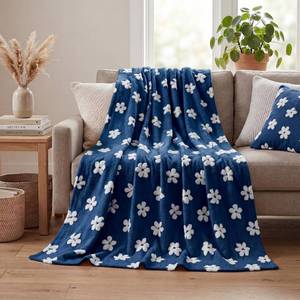 lot 5734 image: Horaldaily Navy Blue Flower Shape 3D Textured Throw Blanket 50x60