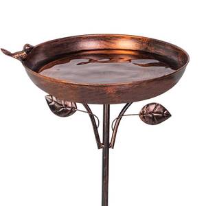 lot 5737 image: VEWOGARDEN 38 Tall Metal Bird Bath for Outside, Outdoor Bird Bath Feeder with 5-Pronged Stake for Garden, Yard, Patio Decor, Antique Bronze