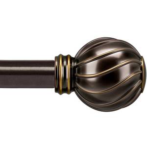 lot 5739 image: Lootkell Bronze Curtain Rods for Windows 48 to 84 Inches Adjustable Length Heavy Duty 78 Diameter Brown Window Curtain Rod with Decorative Finials for Outdoor Farmhouse Bedroom Kitchen Living Room