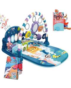 lot 5744 image: dearlomum Blue Tiger Baby Play Mat Gym with Piano & 2 Baby Book Toys
