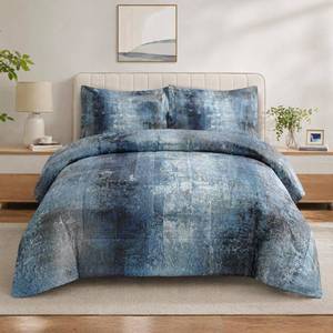 lot 5745 image: Pamnest Full Comforter Set, 3 Pieces Navy Blue Bedding, All Season