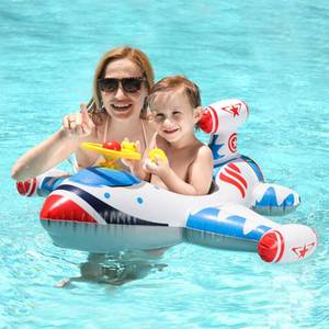 lot 5747 image: Swimbobo Toddler Pool Float with Sponge Seat Boat (White Airplane)