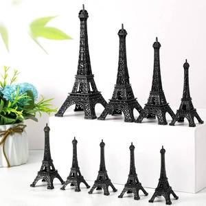 lot 6357 image: 9 Pcs Eiffel Tower Statue Decor Alloy Metal Paris Tower Party Decoration 5 Size Eiffel Decor French Table Stand Holder Gift for Cake Topper Collectible Figurine Replica Home(Black)