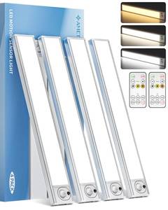 lot 6360 image: AMETHEUS 2Pack 12inch Under Cabinet Lighting, Rechargeable Motion Sensor Light Wireless Indoor, Dimmable 3 Color Temps Closet Lights with IR Remote, Under Counter LED Lights for Kitchen, Stairs
