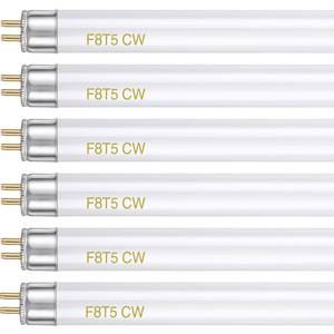 lot 6368 image: 6 Pack F8T5CW 4100k Fluorescent Bulbs, 12 inch T5 8W Under Cabinet Bulb