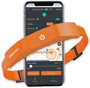 lot 6375 image: GPS Electric Dog Fence with Free App, Wireless Fence System with Training Collar, Portable for Outdoor Use, Rechargeable Waterproof Flexiable Collar, Adjustable of Dogs (Orange)