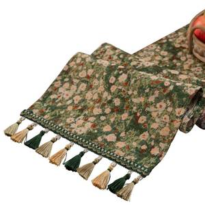 lot 6404 image: HomeyHo Ditsy Floral Table Runner Daisy Green 13 x 108 Inch