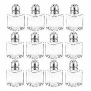 lot 6409 image: Notana Mini Salt and Pepper Shakers Set - Small Glass Salt Pepper Shaker with Stainless Steel Lids - Modern Kitchen Table Saleros for Dining - Refillable Cute Containers, Pack of 12