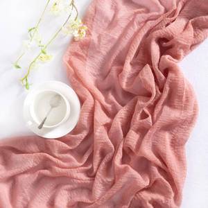 lot 6418 image: DeZerlor Rose Gold Cheesecloth Table Runners 4 Pack Christmas Party Runners