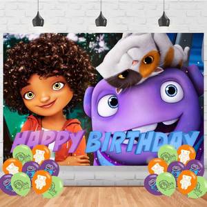 lot 6436 image: Home Movie Backdrop Banner Home Movie Birthday Decoration for Cartoon Themed Party Backdrop Photo Background Wall Decor Birthday Banner