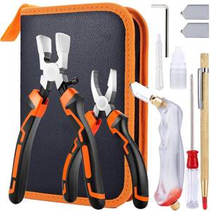 lot 6439 image: Glass Cutting Tool Kit with 8 Running Pliers with Curved Jaws, 6 Breaker Pliers, Glass Cutter 2-20mm, Replacement Blades, Screwdriver, Storage Bag for Stained Glass, Tiles, Mosaic