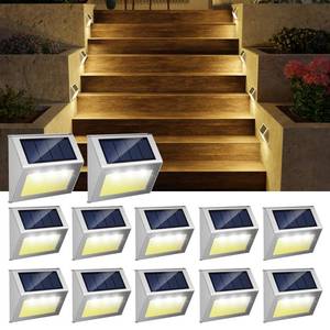lot 6444 image: JSOT Solar Lights Perfect for Deck, Fence, Stair, Step Decor-Warm White-12P