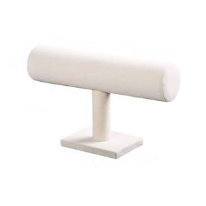 lot 6446 image: Coward T-Bar Bracelet Holder Organizer Jewelry Display Scrunchie Hair Ties Watch Stand for Home Organization Storage or Store Show Sell (Beige Velvet)