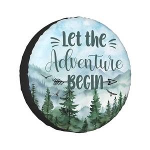 lot 6455 image: Spare Tire Cover for RV Camper Trailer Let The Adventure Begin, Weatherproof Universal Wheel Cover for RV Travel Trailer Camper Truck 15inch