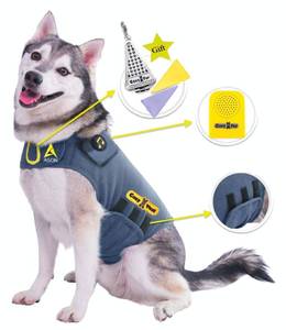 lot 6456 image: CozyVest� Dog Anxiety Vest 3-in-1 Music & Aromatherapy Shirt, Relaxing Sound & Essential Oil Scent Jacket, Fireworks Thunder Separation & Thunderstorm Canine Stress Relief Coat (Gray, XL 65-110 Lbs)
