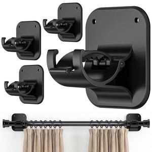 lot 6465 image: No Drill Curtain Rod Brackets-20LB, 4 Pack Self Adhesive Curtain Rod Holders