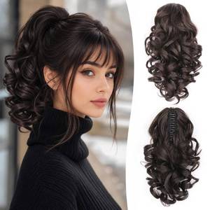 lot 6471 image: ZQIAN BEAUTY Claw Clip Ponytail Extension - 12 Inch Curly Ponytail Extension, Wavy Pony Tails Hair Extensions, Synthetic Hair Extensions Ponytail, Clip On Ponytails for Women (Color Dark Brown)