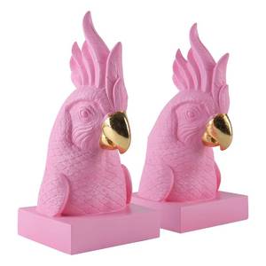 lot 11249 image: JOOMBE Cute Pink Parrot Decorative Bookends��Maximalist Bookshelf Decor