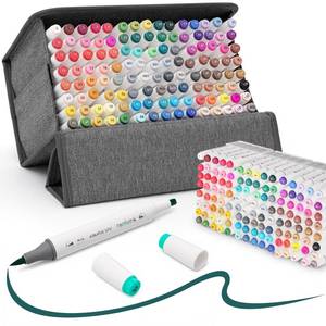 lot 11254 image: SANJOKI Alcohol Markers Set, 120 Colors Dual Brush Tip Art Markers for Drawing, Professional Alcohol Based Markers for Artists Beginners Adults, Blendable Markers for Coloring Illustration Sketching
