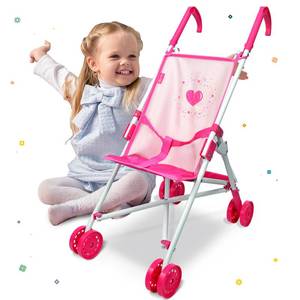 lot 11267 image: Anivia Baby Doll Collection Doll Stroller Heart Design Gifts for Toddlers and Girls Foldable Doll Stroller