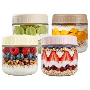lot 11276 image: SHOWIN Overnight Oats Containers with Lids, 10oz Glass Jars with Lids 4 pcs, Wide Mouth Mason jars for Salad, Yogurt, Snacks, Meal Prep