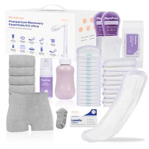 lot 11277 image: Upgraded Postpartum Essentials Recovery Kit for Women Labor Delivery Post Partum - Perineal Healing Foam & Upside Down Peri Bottle  6 Disposable Underwear  Soothing Pads  Nursing & Maxi Pads