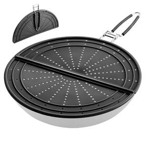lot 11282 image: Snowyee Foldable Silicone Splatter Screen for Frying Pan, 13 Inch, Black