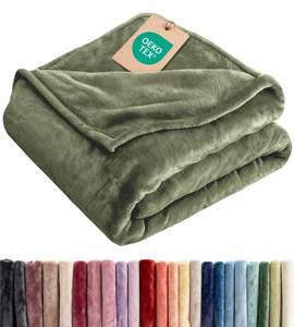lot 11283 image: Fleece Blanket Full Size - Ultra-Soft Warm Flannel Fleece Blanket - Olive
