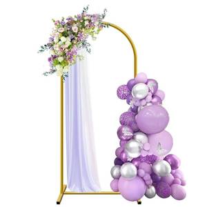 lot 11285 image: HEMMOTOP Metal Arch Backdrop Stand, Gold, 6ft