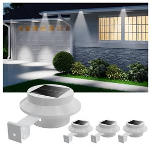 lot 11288 image: FALOVE 4 Pack Cool White Bright Solar Powered Gutter Mounted Lights Outdoor