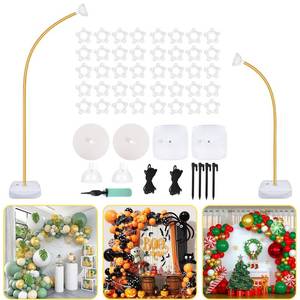 lot 11294 image: AerWo Balloon Arch Kit 9.35FT & 6FT, Free Bending Half Balloon Arch Stand with Base, Floor Gold Balloon Arch Frame Backdrop for Wedding Birthday Party Baby Shower Yard Lawn Home Christmas Decorations